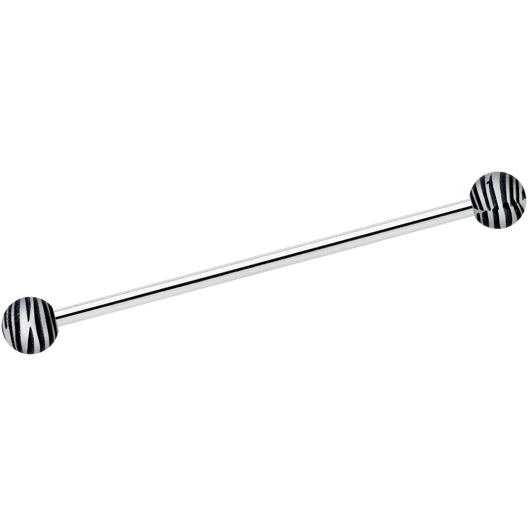 14 Gauge Matte Black Zebra Stripe Industrial Barbell 38mm