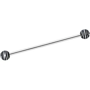 14 Gauge Matte Black Zebra Stripe Industrial Barbell 38mm