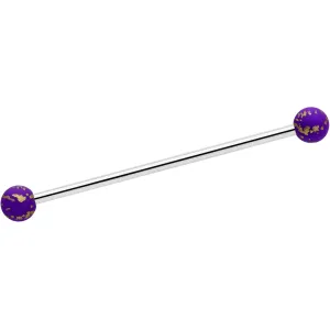 14 Gauge Matte Purple Splatter Pattern Ends Industrial Barbell 38mm