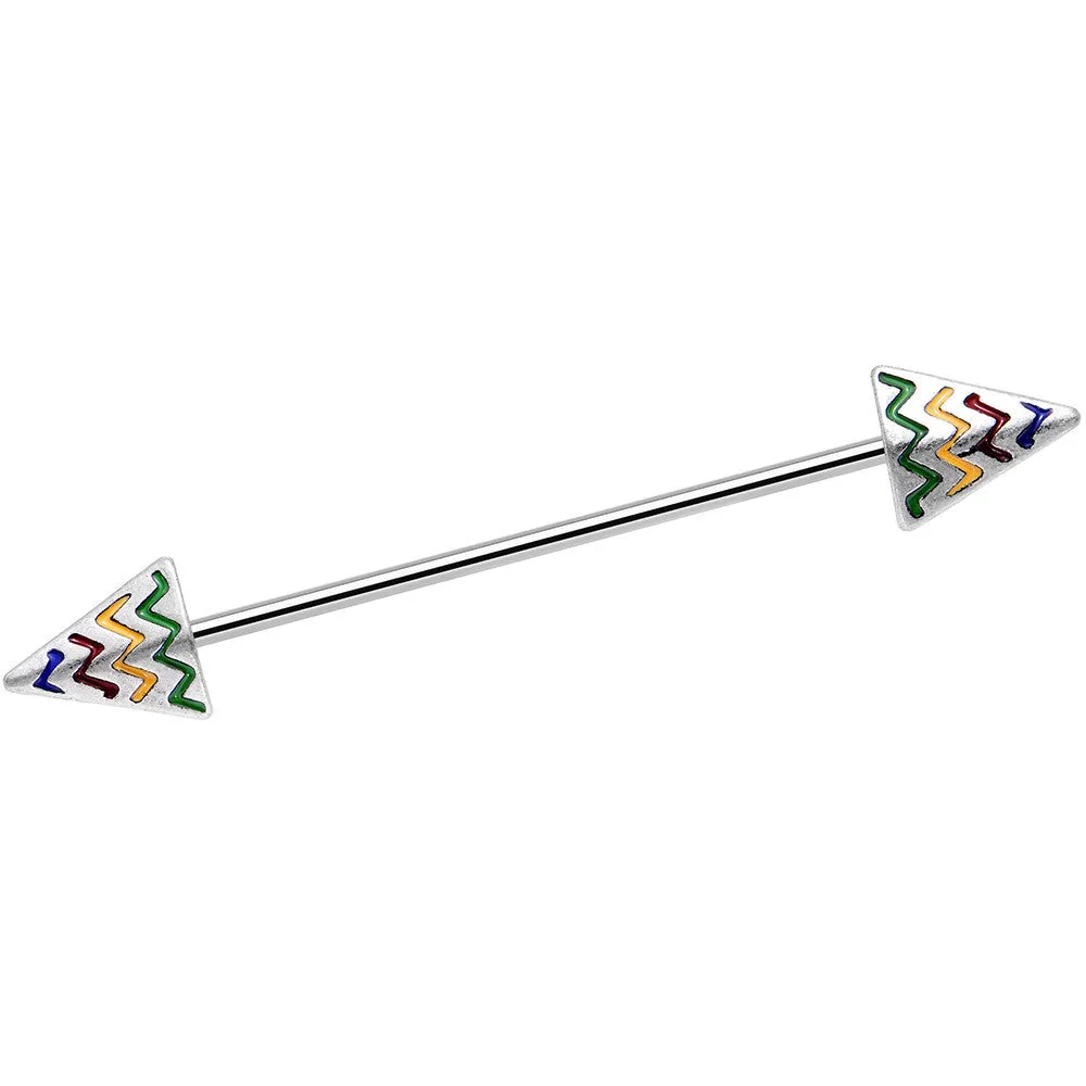 14 Gauge Rainbow Chevron End with an Arrow Industrial Barbell 38mm