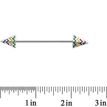14 Gauge Rainbow Chevron End with an Arrow Industrial Barbell 38mm