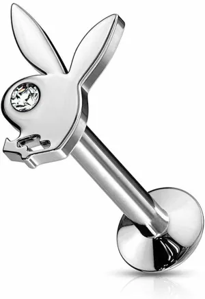 16G Clear Eye Bunny Steel Labret Cartilage Piercing Stud