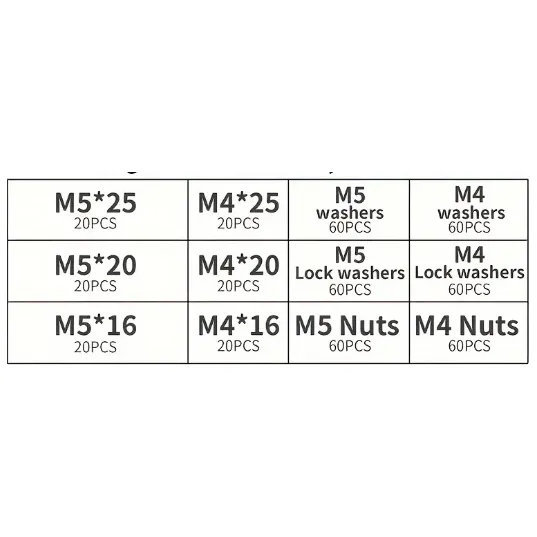 480 Piece Stainless Steel Fastener Kit, M4 & M5 Hex Head Screws, Bolts Assortment Kit