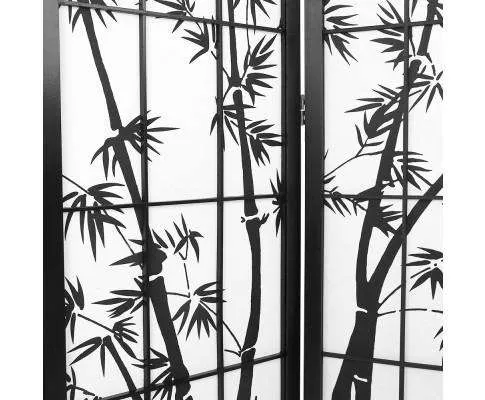 6 Panel Room Divider Screen Privacy Dividers Pine Wood Stand - Black
