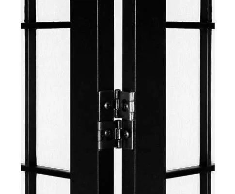 6 Panel Room Divider Screen Privacy Dividers Pine Wood Stand - Black