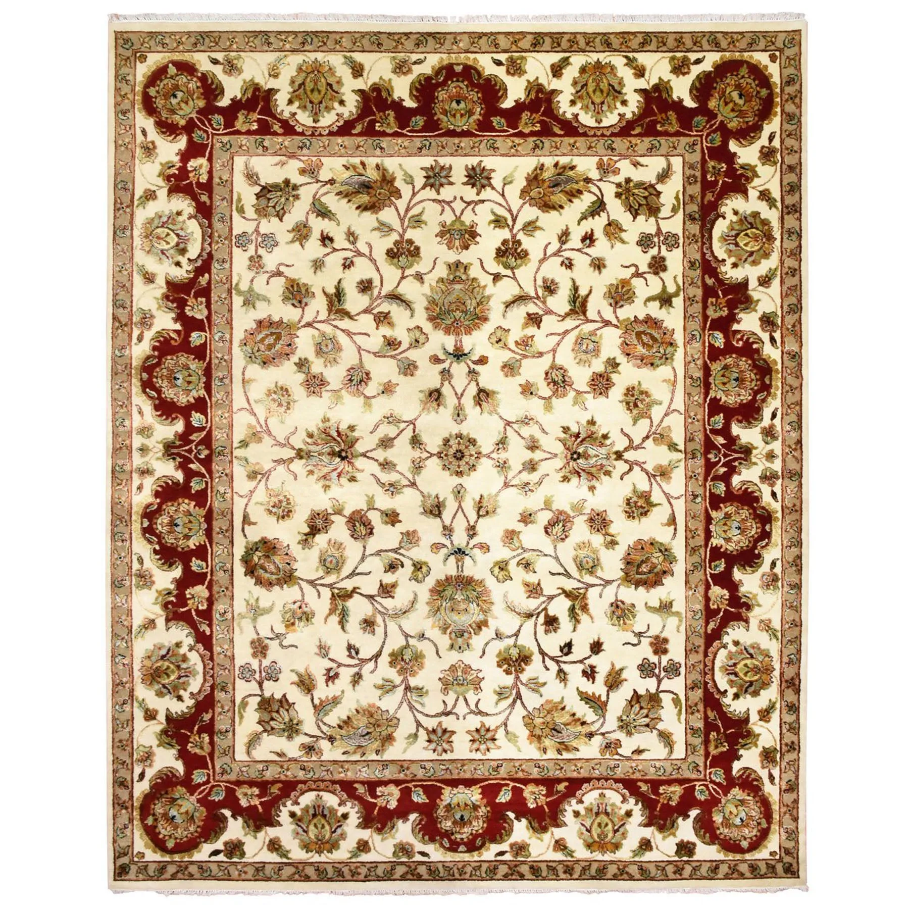 All Over Floral Design Wool & Silk Handmade Oriental Rug (Size 8.0 X 10.0) Cwral-9912