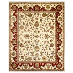 All Over Floral Design Wool & Silk Handmade Oriental Rug (Size 8.0 X 10.0) Cwral-9912