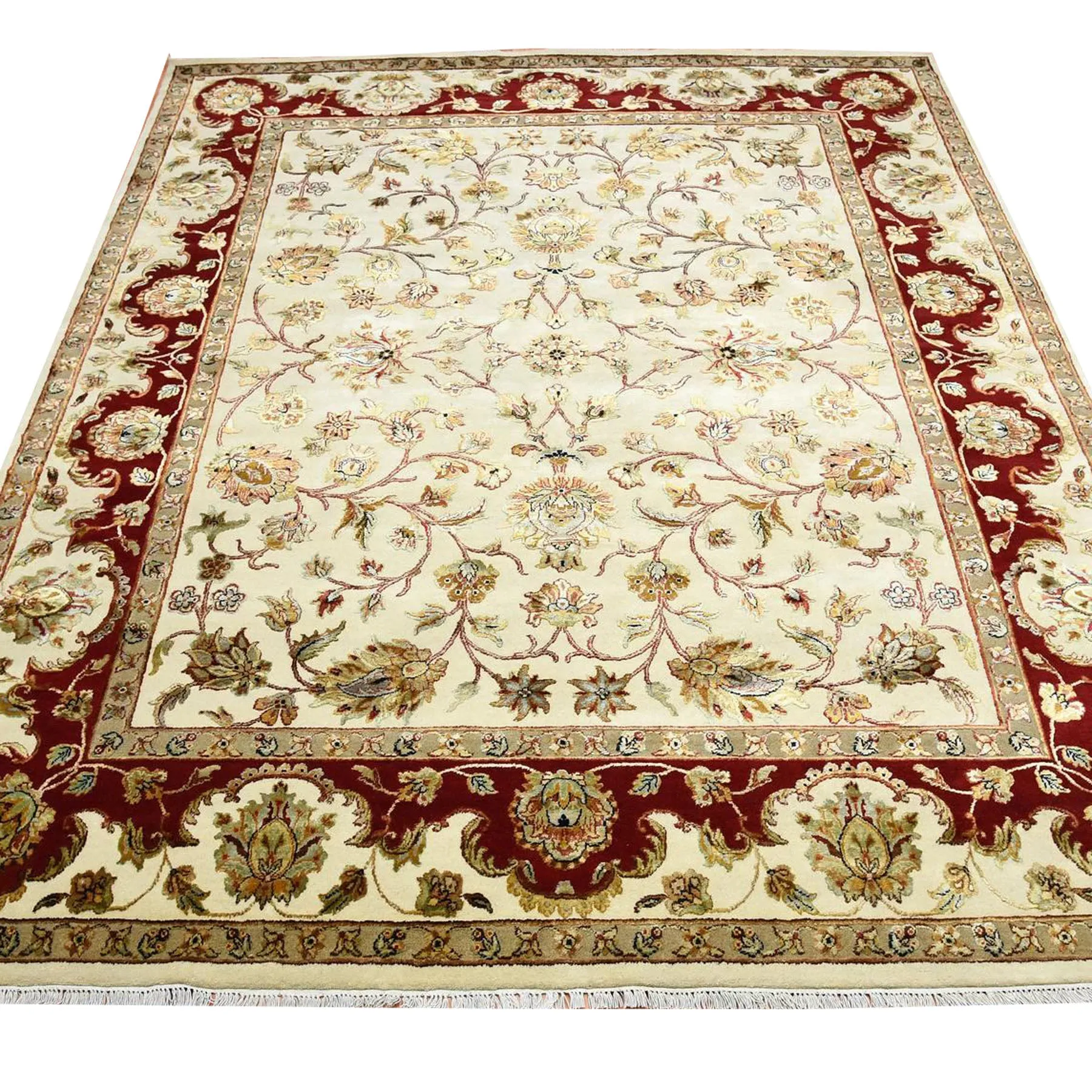 All Over Floral Design Wool & Silk Handmade Oriental Rug (Size 8.0 X 10.0) Cwral-9912