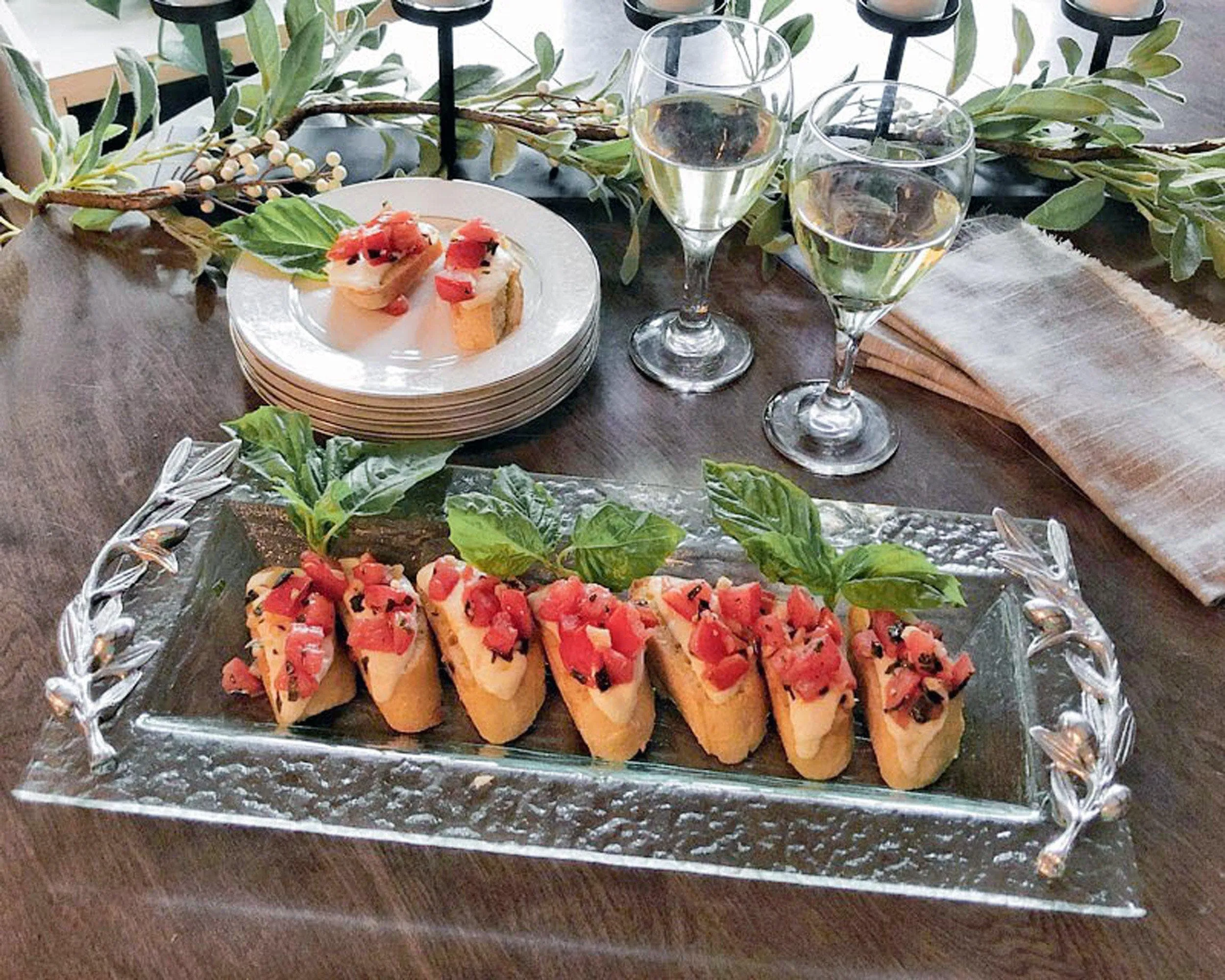 Arthur Court Olive Oblong Glass Serving Tray