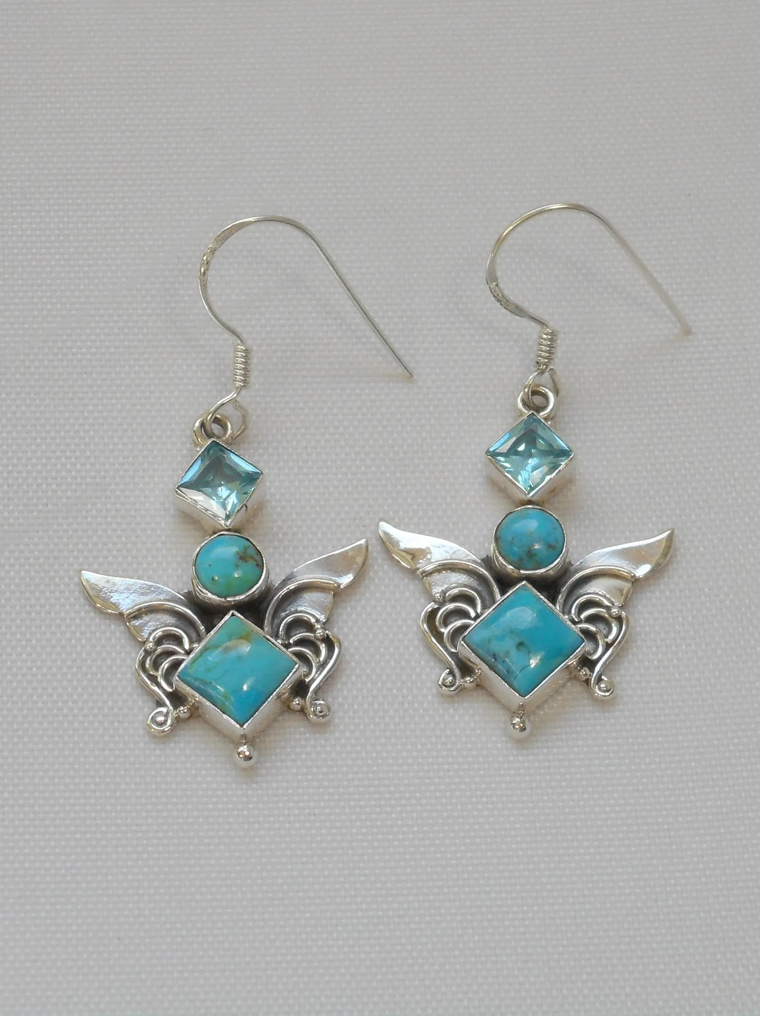 Artisan Turquoise Earring Set 1 with Blue Topaz