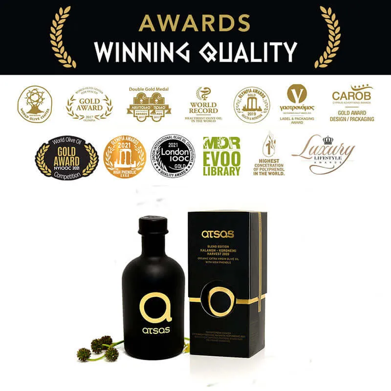 Atsas Organic Extra Virgin Olive Oil Extremely High Phenolic - Gold Blend Limited Edition 250ml