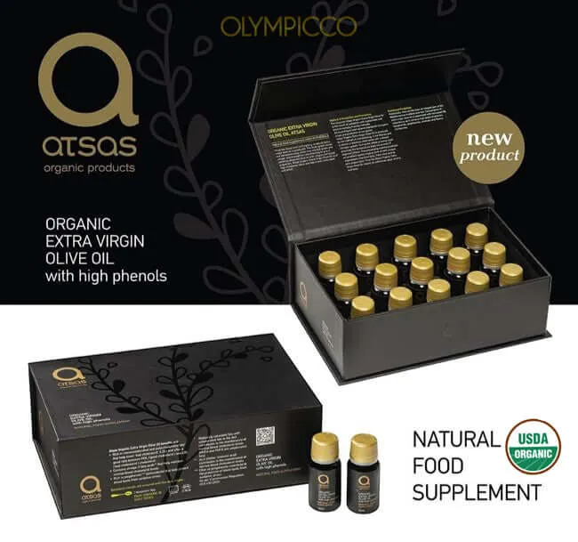 Atsas Organic Extra Virgin Olive Oil Natural Food Supplement - Luxury Pack of 15x10 ml