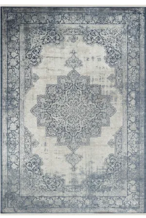 Aura Navy Blue Bamboo Woven Modern Living Room Rug 2892