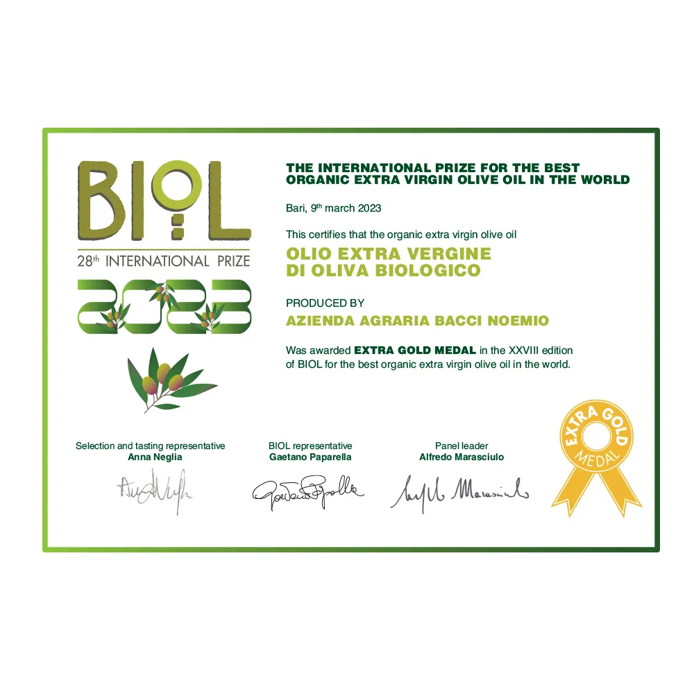 Bacci Noemio Organic Extra Virgin Olive Oil (500ml) –  100% Moraiolo