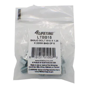 Banjo Bolt, M10 x 1.25 x 22mm, Bag of 5
