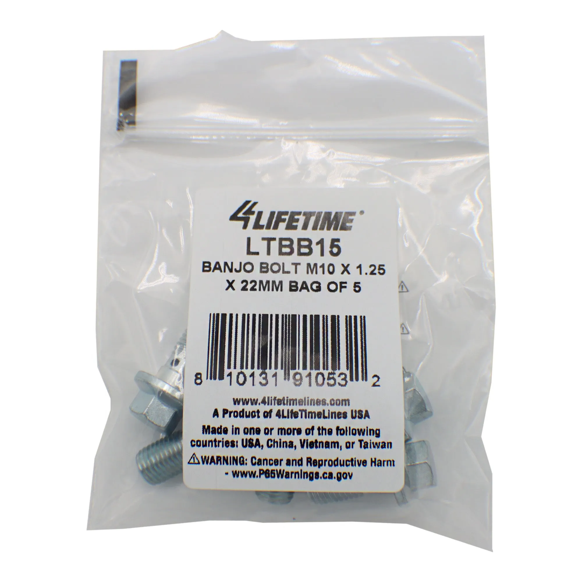 Banjo Bolt, M10 x 1.25 x 22mm, Bag of 5