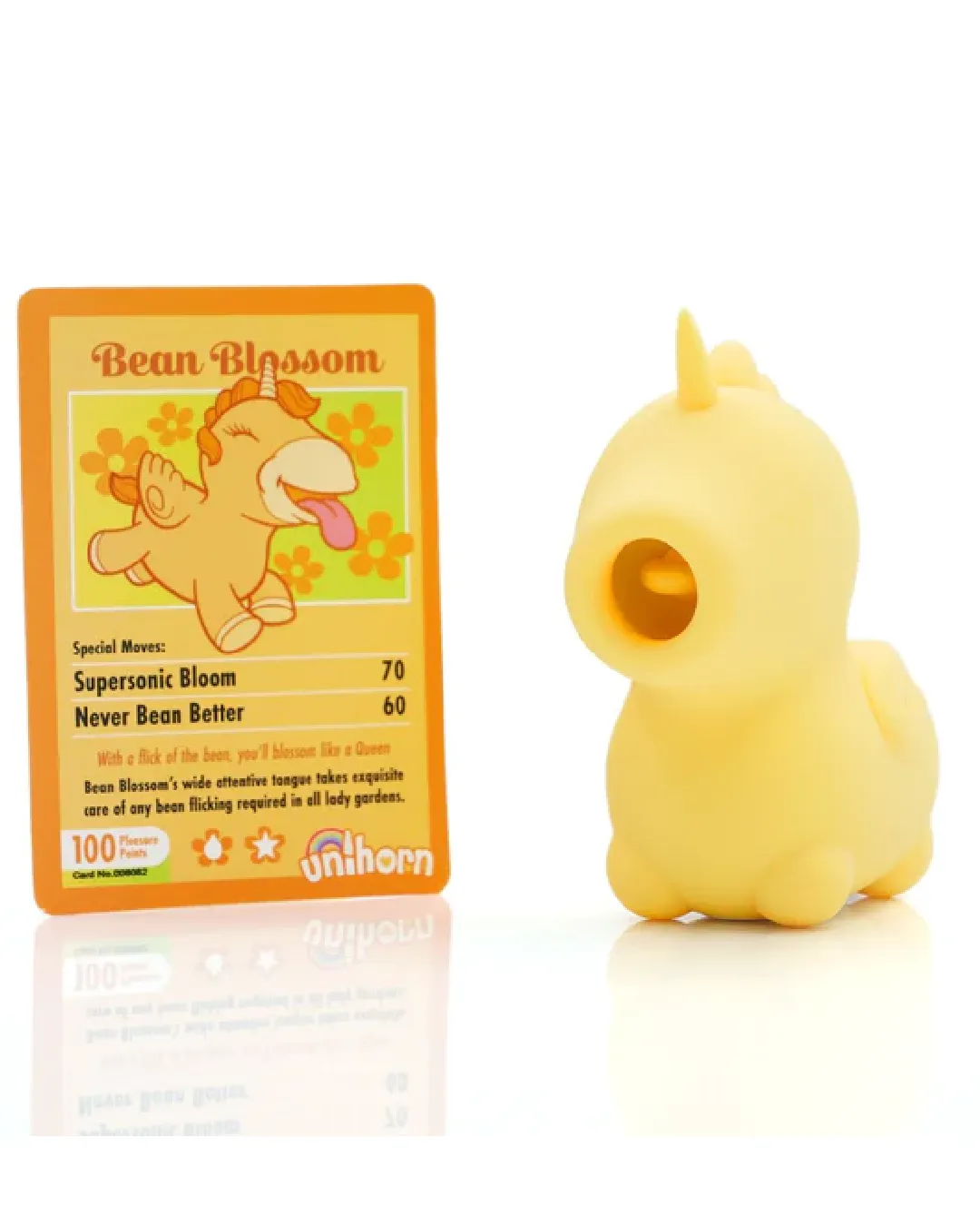 Bean Blossom Unicorn Shaped Licking Tongue Vibrator - Yellow