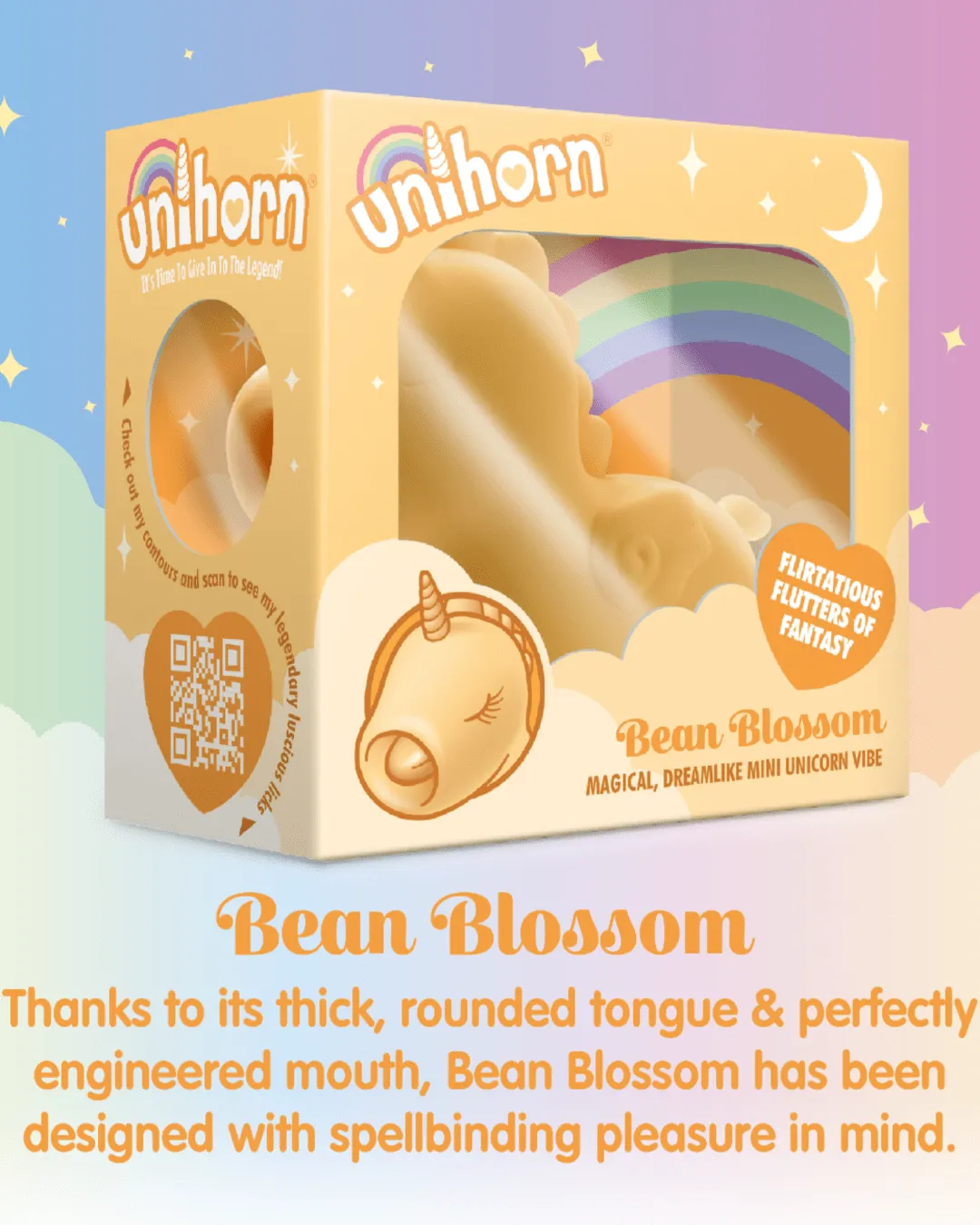 Bean Blossom Unicorn Shaped Licking Tongue Vibrator - Yellow