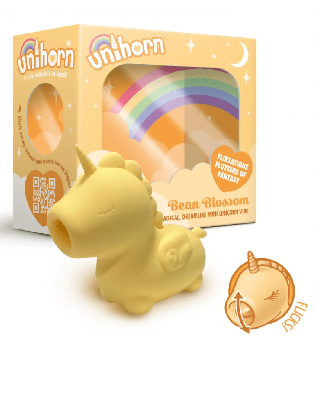 Bean Blossom Unicorn Shaped Licking Tongue Vibrator - Yellow