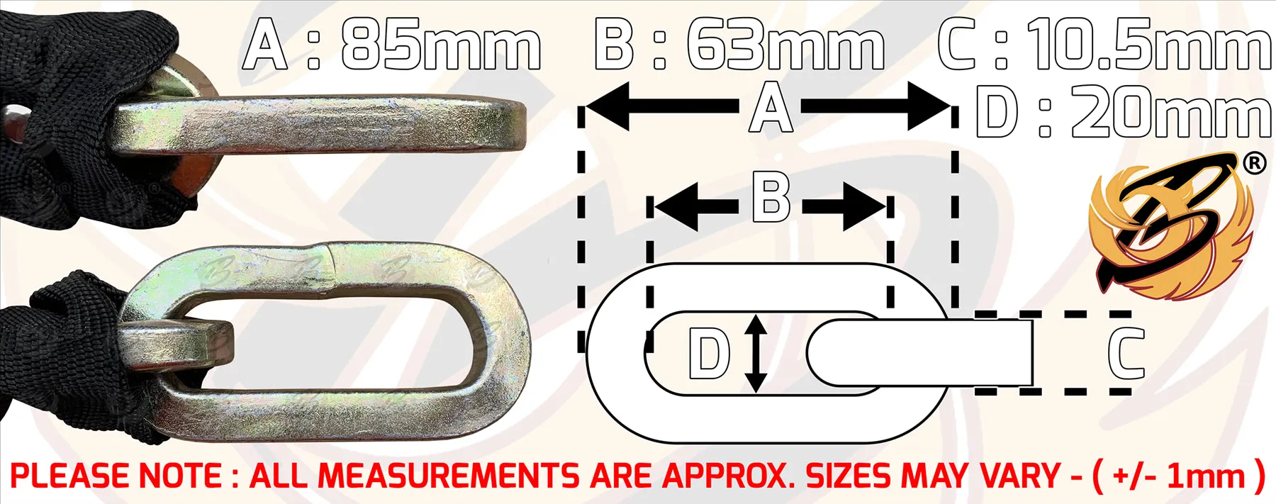 BERLIN 6FT LONG 10MM LINKS SECURITY CHAIN