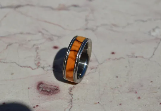 Bethlehem Olive Wood Pure Tungsten and Titanium Ring Mens Ladies Milgrain Design Sz 4 5 6 7 8 9 10 11 12 13 14 15 16 17 18 19 20 Half Sizes