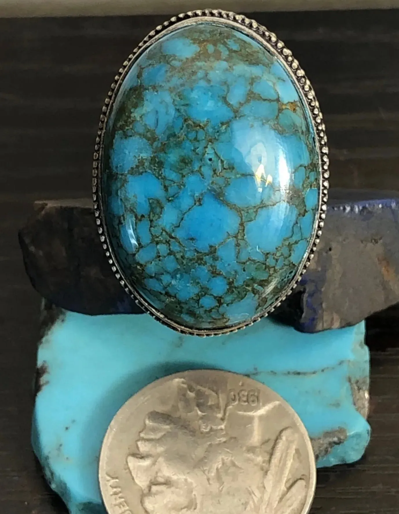 Bisbee Turquoise Oval Ring 7