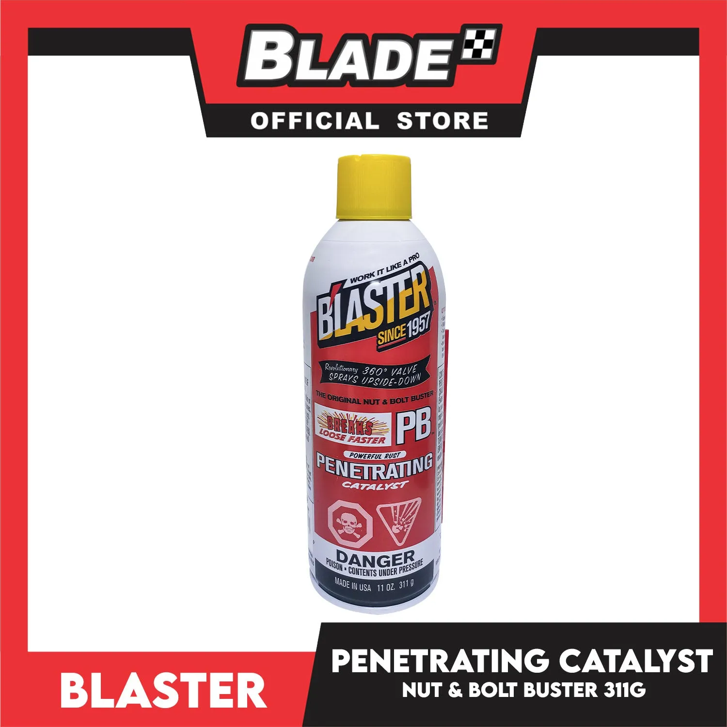 Blaster PB Blaster Penetrant Lubricant 11oz Penetrating Catalyst, Nut And Bolt Buster, Breaks Free Rusted Or Frozen Parts For Automotive, Industrial, Marine And Etc.