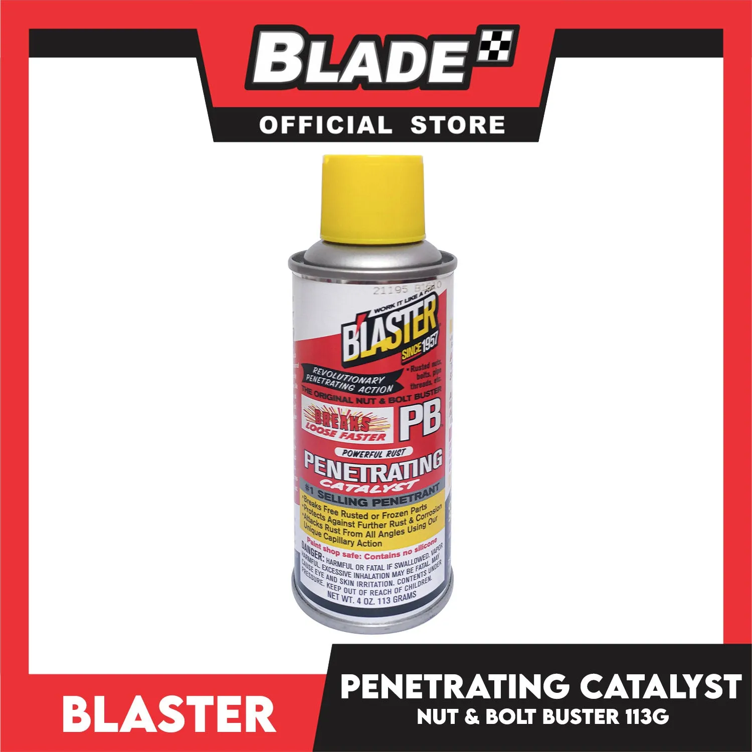 Blaster PB Blaster Penetrant Lubricant 4oz Penetrating Catalyst, Nut And Bolt Buster, Breaks Free Rusted Or Frozen Parts For Automotive, Industrial, Marine And Etc.
