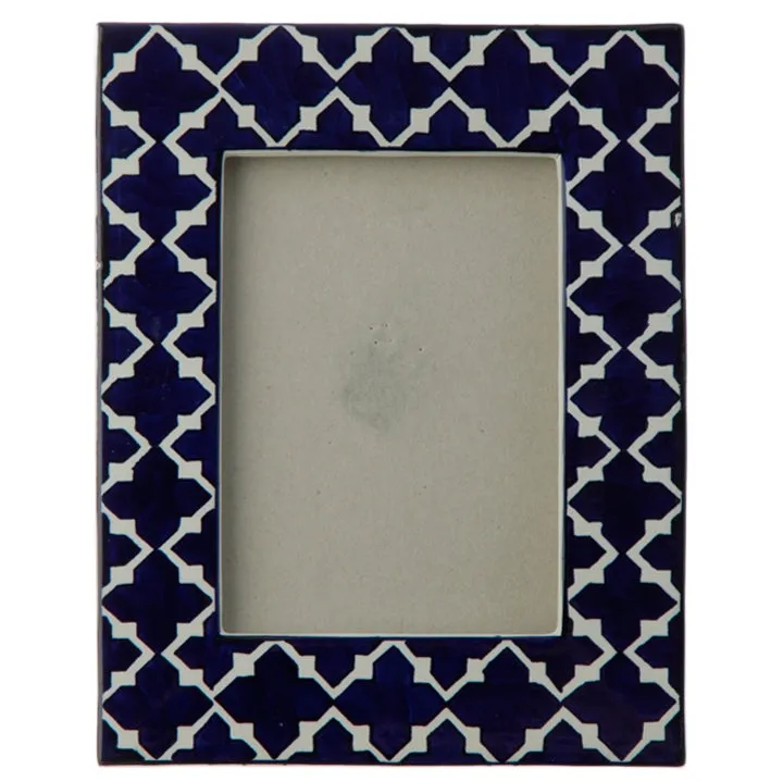 Blue & White Quatrefoil Frame