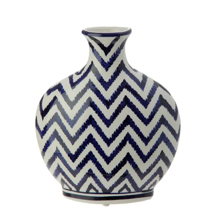 Blue and White Chevron Vase
