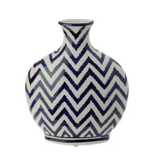 Blue and White Chevron Vase