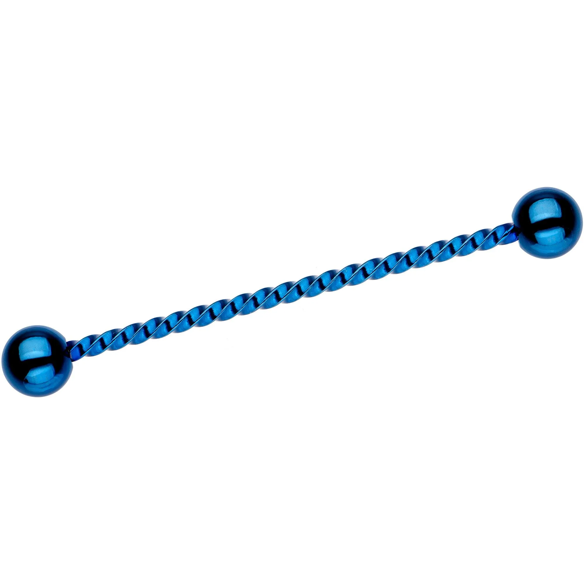 Blue IP Seriously Twisted Industrial Barbell Earring 38mm