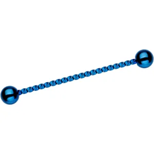 Blue IP Seriously Twisted Industrial Barbell Earring 38mm