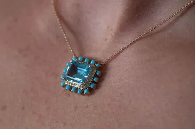 Blue Topaz & Turquoise Positano Necklace