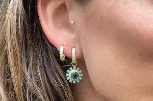 Blue Topaz and Turquoise Positano Charm Earrings