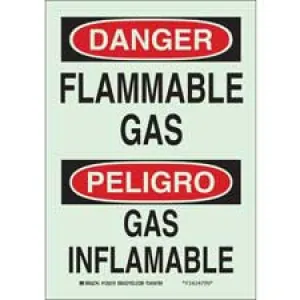 Brady BradyGlo Bilingual DANGER Flammable Gas Sign/ Buy online