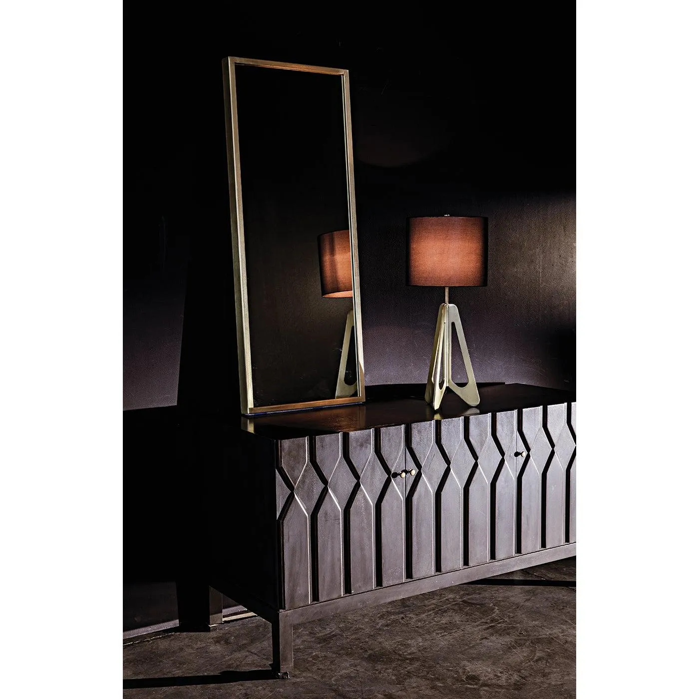 Candis Lamp with Black Shade, Metal with Brass Finish