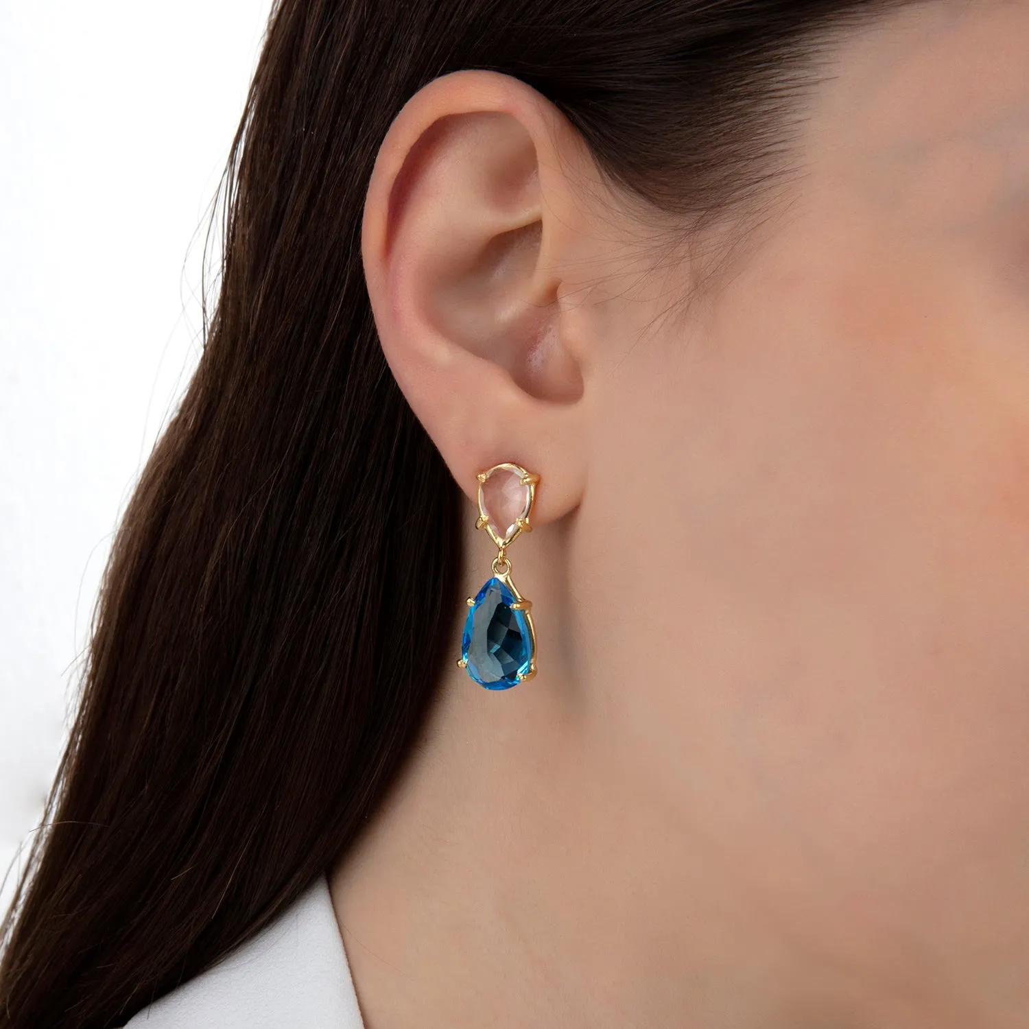 Clear and Blue Crystal Earrings