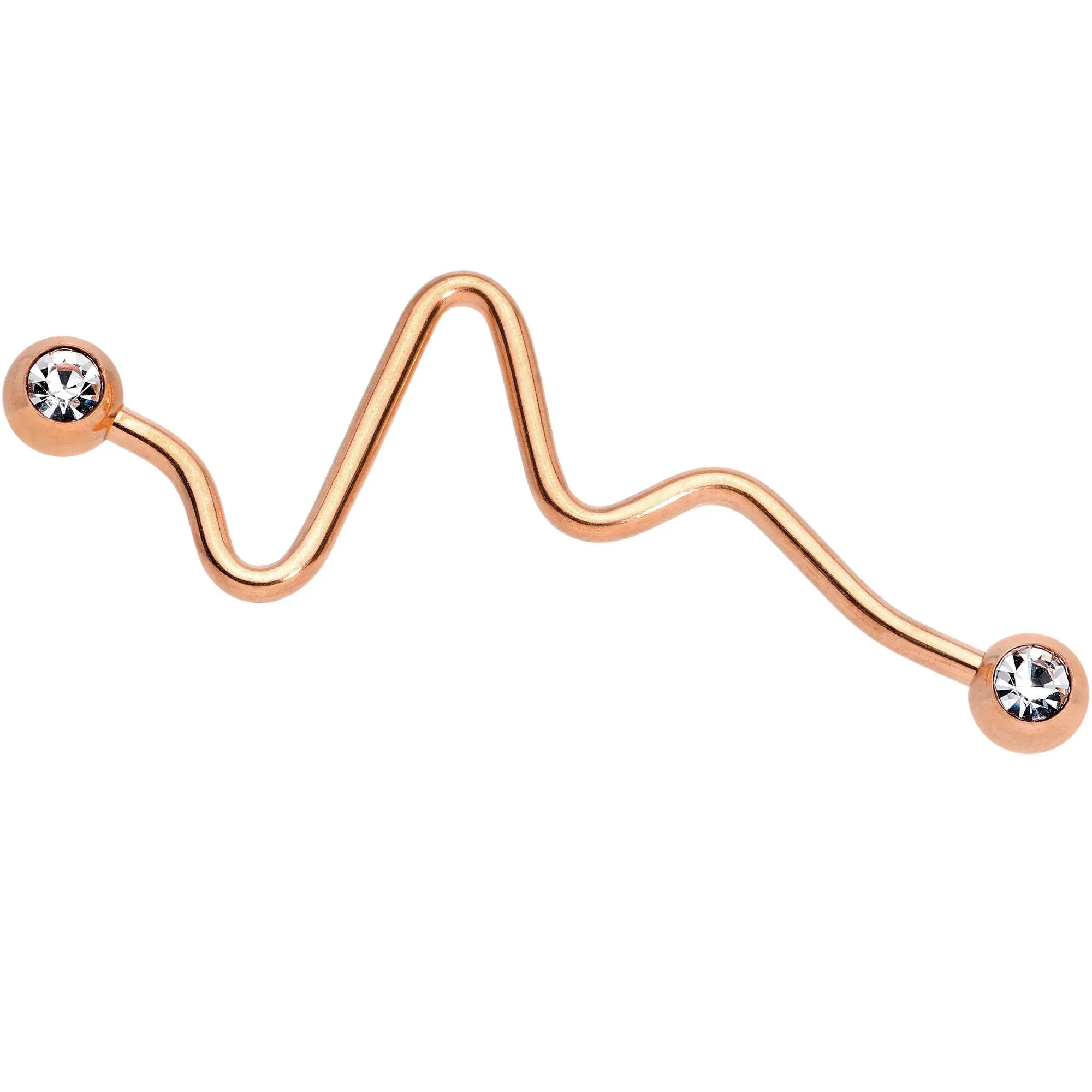 Clear Gem Pulse Rose Gold Tone Industrial Barbell 35mm