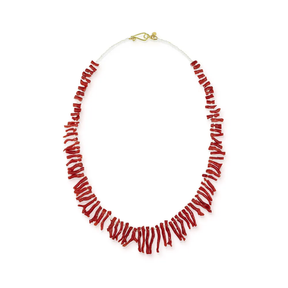 Coral Branch and Pearl Necklace