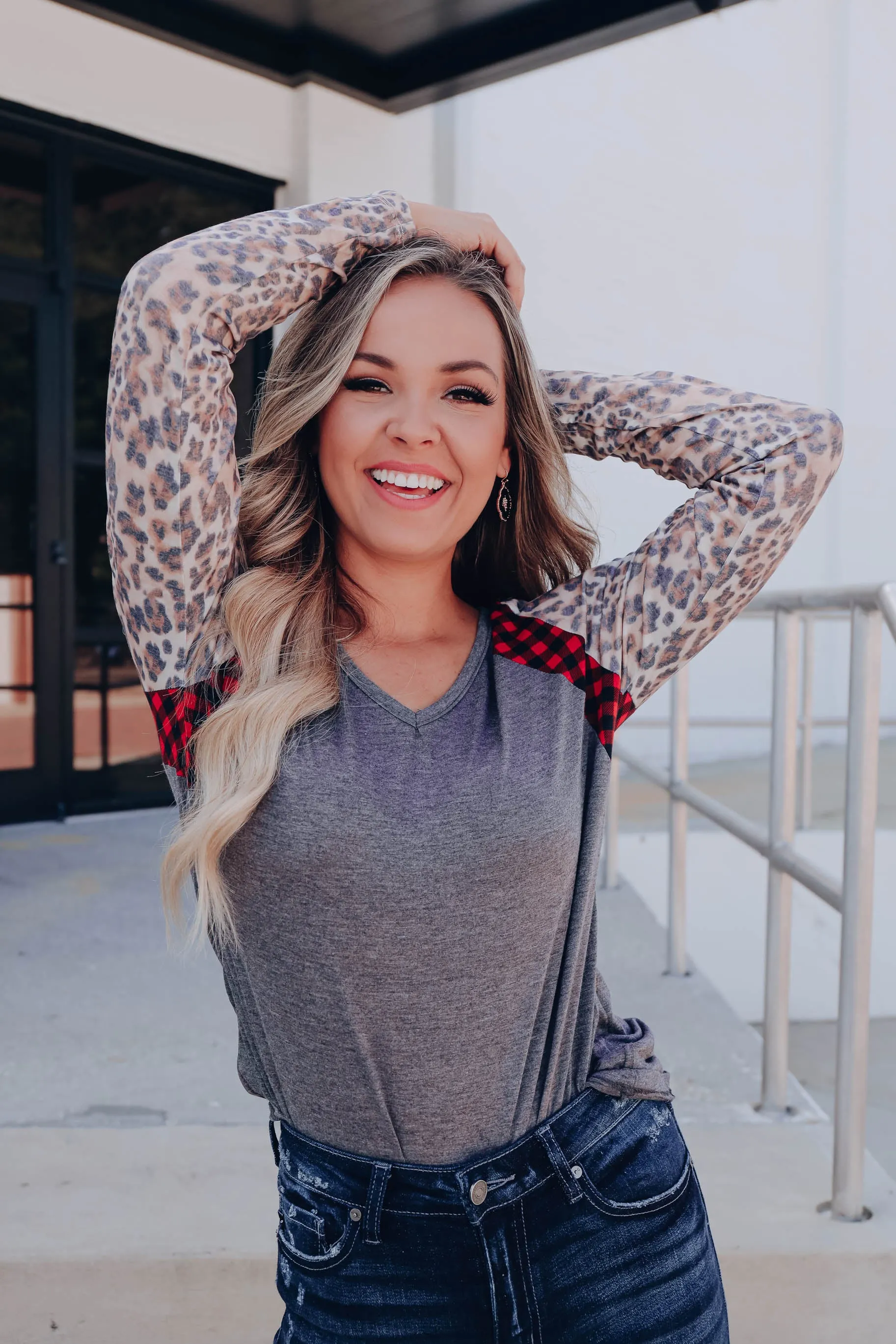 Countryside Glamour Raglan Sleeve Top - Grey