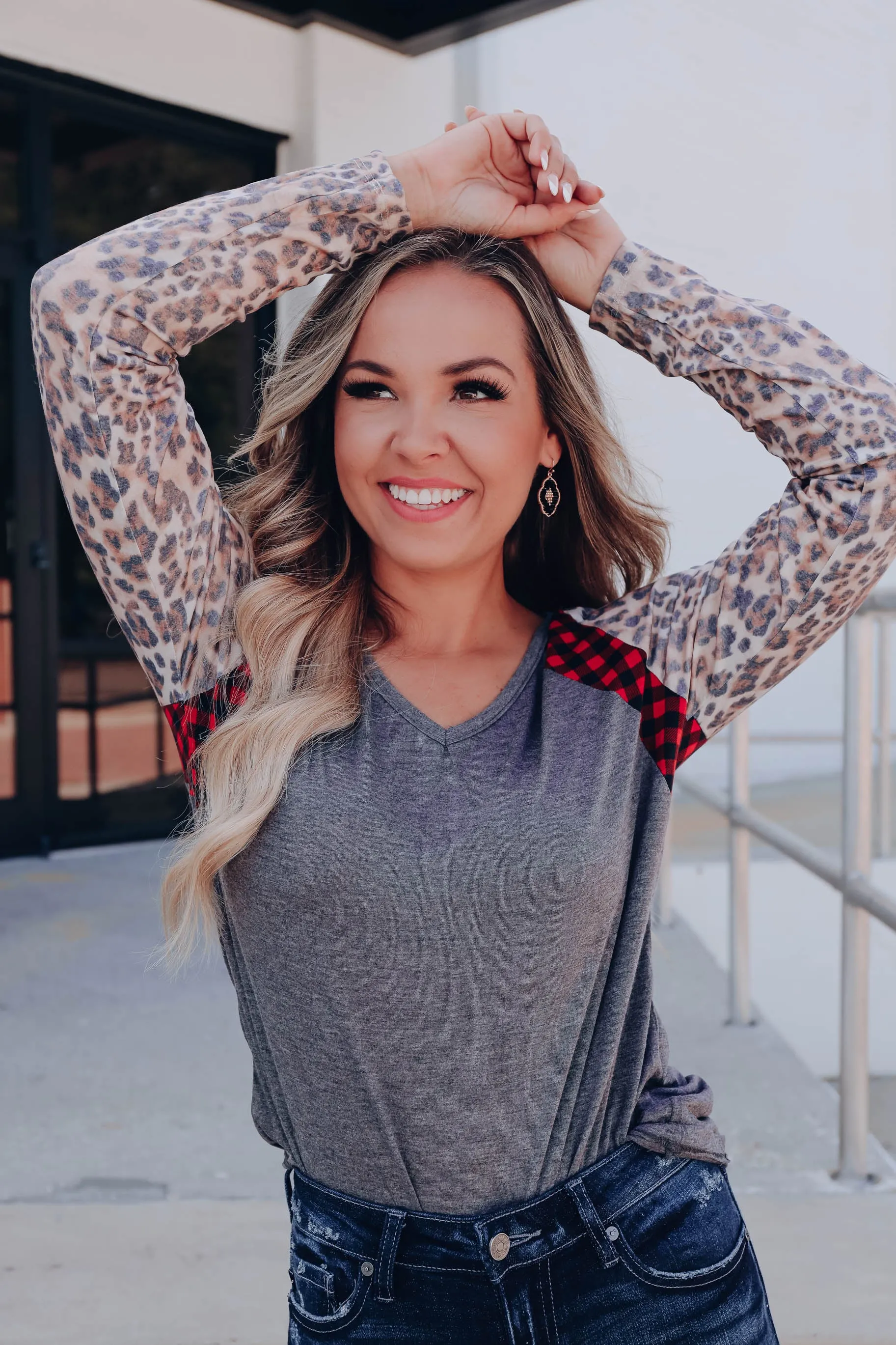 Countryside Glamour Raglan Sleeve Top - Grey