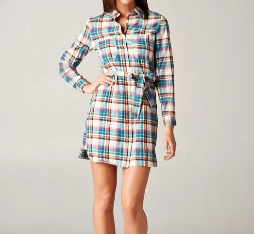 Countryside Plaid Belted Shirt Dress