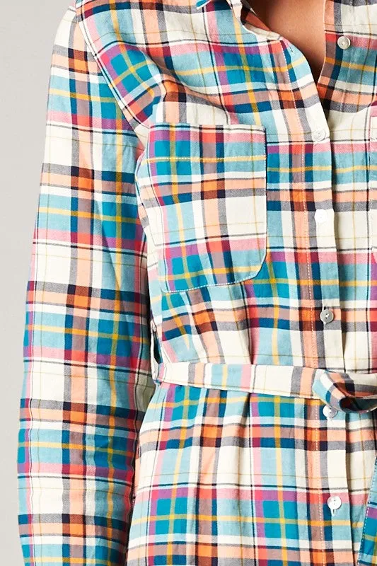 Countryside Plaid Belted Shirt Dress