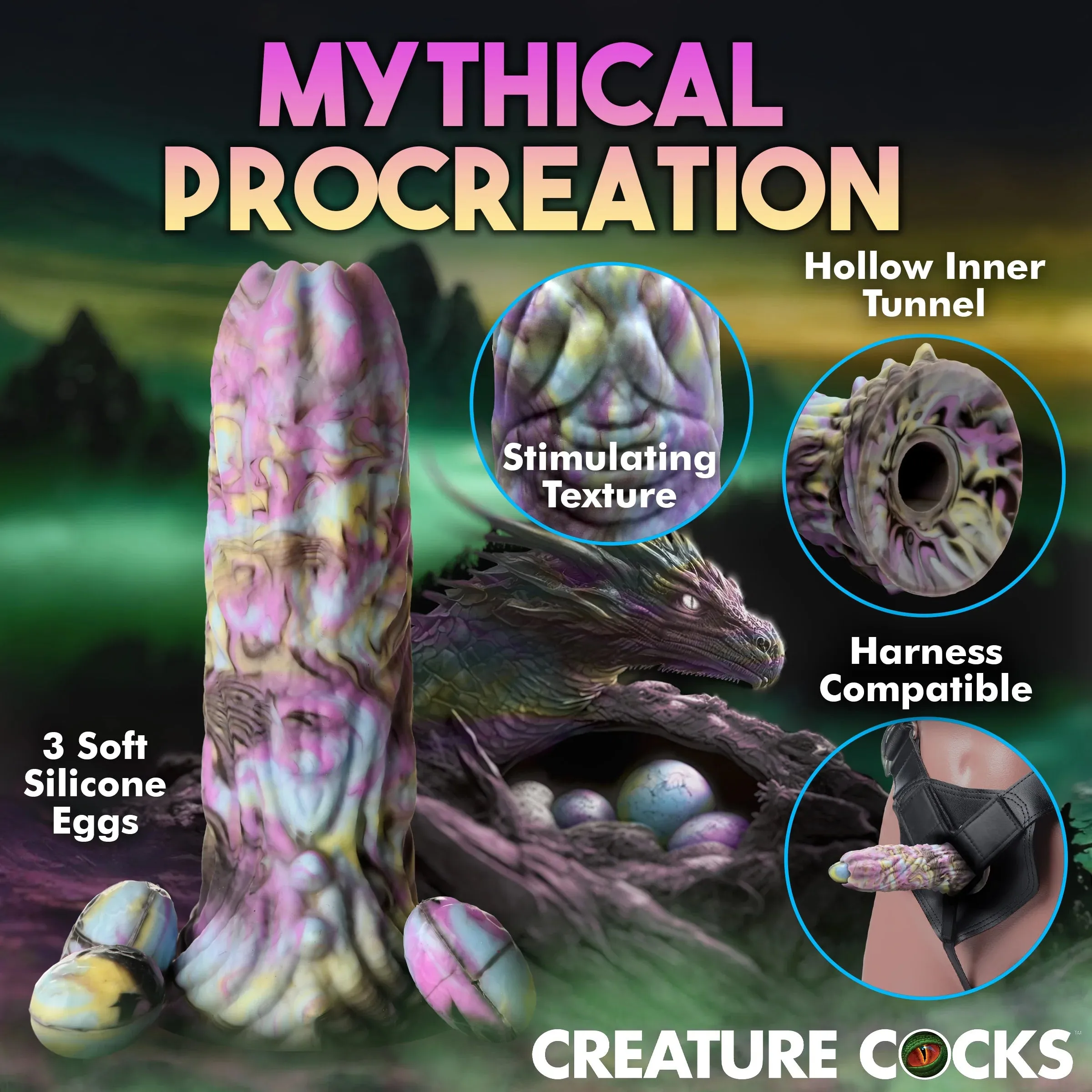 Creature Cocks Dragon Spawn Ovipositor with Eggs