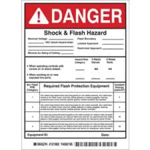 DANGER Shock & Flash Hazard Nominal System Voltage Vac Shock Hazard When Labels| Buy online
