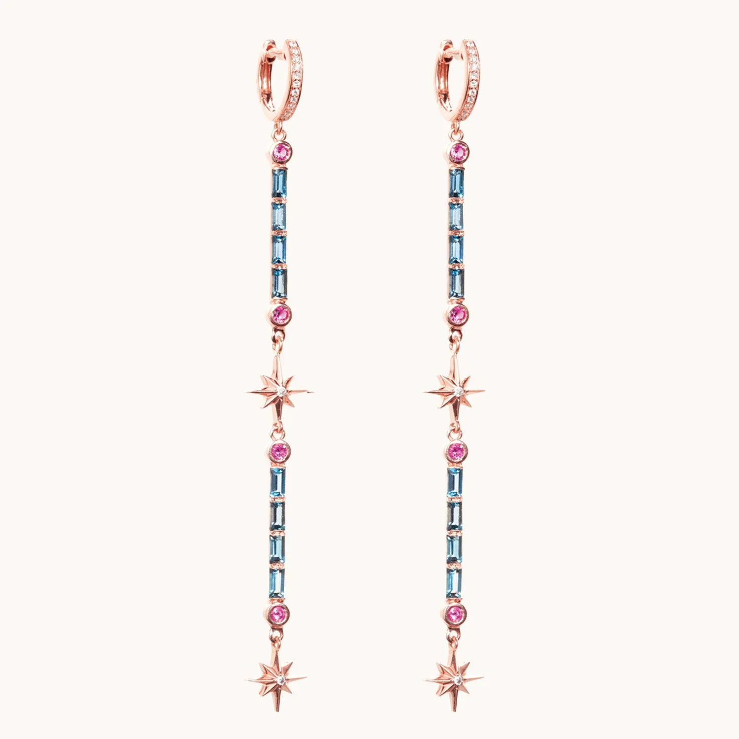 Double Wand Earrings Blue Topaz