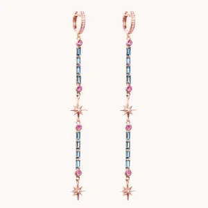 Double Wand Earrings Blue Topaz