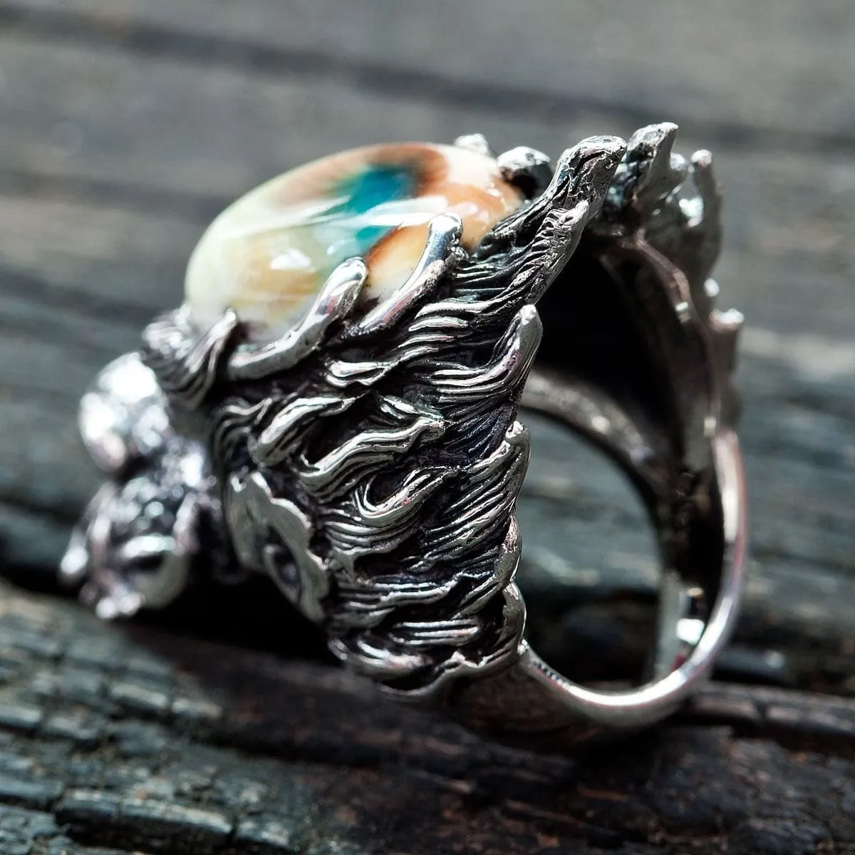 Dragon Head Sterling Silver Men's Ring