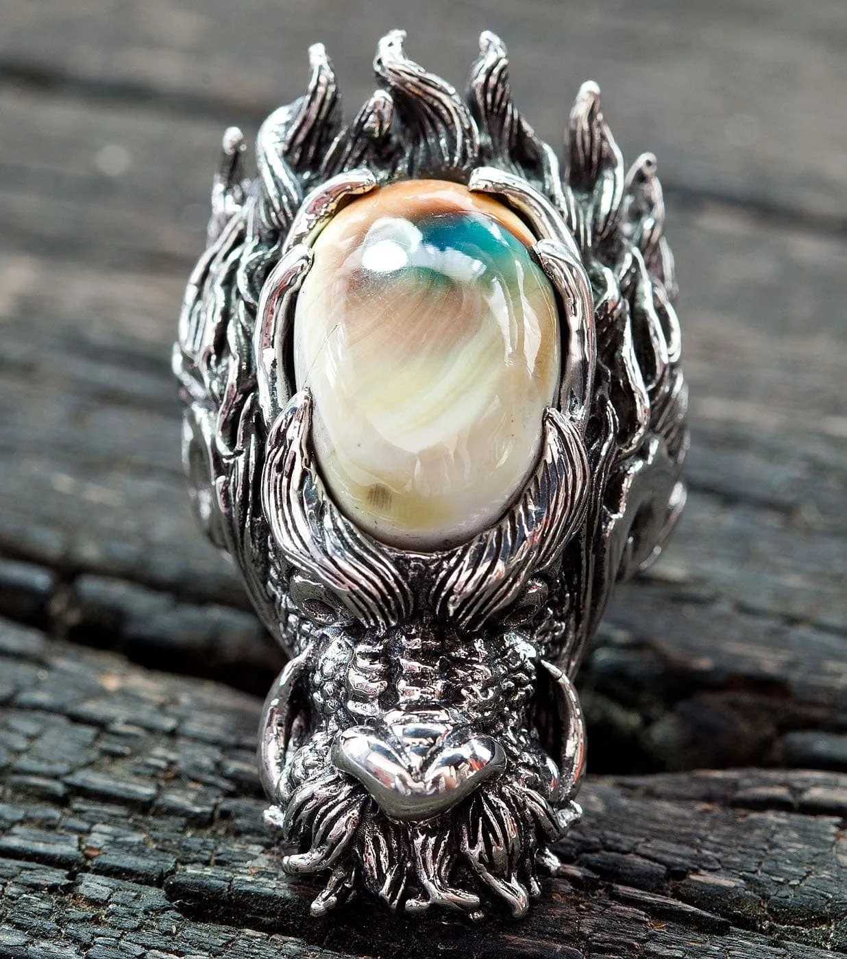 Dragon Head Sterling Silver Men's Ring